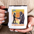 thumbnail image 3 of Lotusprinthandmade Funny Bigfoot Let's Mess With Humans Maroon Accent Mug (11oz) (Made In US), bigfoot lover cup, 3 of 5