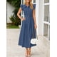 thumbnail image 2 of Vestido ZESICA 2025 para verano, bohemio, con botones, cuello en V, cuello en V, azul marino, mujer, 2 of 8