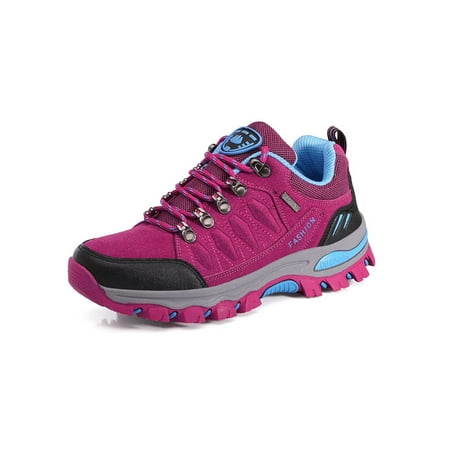 

Crocowalk Ladies Sneakers Lace Up Trekking Shoe Round Toe Hiking Shoes Women s Trainers Climbing Breathable Athletic Sport Sneaker Rose Red 7.5