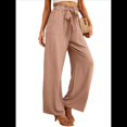 thumbnail image 2 of Pantalones Anchos para Mujer con Bolsillos, Cintura Alta, Nudo Ajustable, Holgados, Informales, para Trabajo y Negocios. Caqui S, 2 of 6