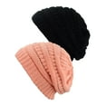 thumbnail image 1 of Bonnet Tricoté pour Femmes (2 PACK), Noir/pêche, 1 of 1