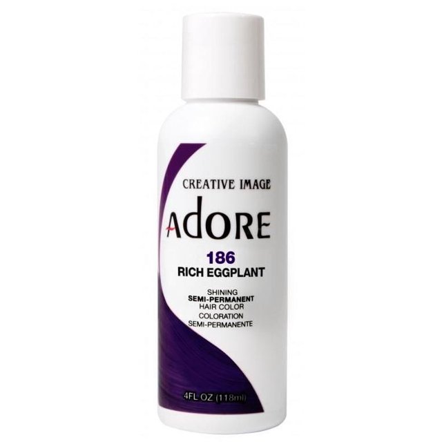 Tinte para el cabello semipermanente Adore Hair Color 186 Berenjena rica Paquete de 3 con cepillo peine 3 en 1