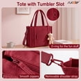 thumbnail image 7 of SUOSDEY Corduroy Tote Bag with Laptop Compartment&Cup Holder,Multipocket Work Tote for College,Teacher,Travel Crossbody Handbag, 7 of 7
