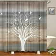 thumbnail image 5 of Tree of Life Shower Curtain Silhouette Tree Birds with Rustic Wood Board Bath Curtain Vintage Countryside Farmhouse Bathroom Decor Waterproof Fabric with Hooks 72"x72", 5 of 6