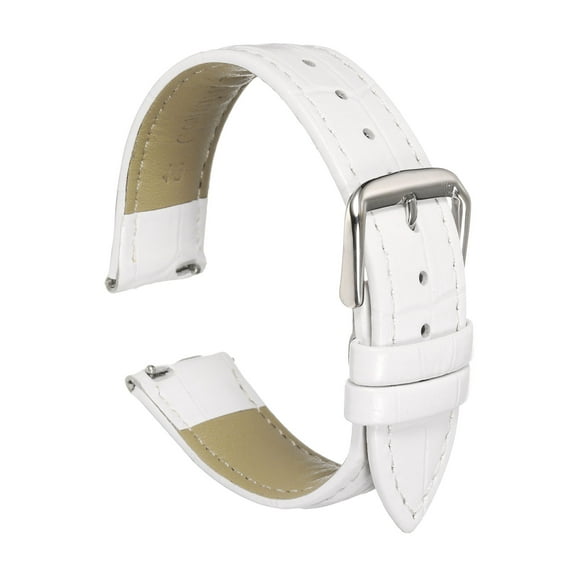 Uxcell Quick Release Leather Watch Band 19mm Embossed Pattern Leather Watch Strap Replacement for Men Women, White