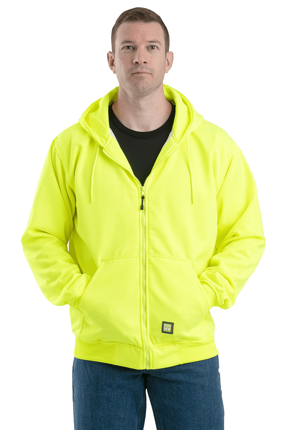 Hi-Vis Thermal-Lined Long-Sleeve Hooded Sweatshirt for Men - Yellow - XLT
