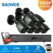 SANNCE 8CH 1080P HD DVR 6pcs 1080P IR outdoor CCTV Home Security System Cameras Surveillance Video kits with motion detection with 1TB Hard Drive