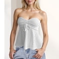 thumbnail image 2 of Bovemsi Women's Tanks & Camis Tie Front Ruched Tube Top Strapless Flared Peplum Bandeau Tops White Camisole, 2 of 6