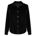 thumbnail image 3 of Women's Velvet Solid Tops 2026 Spring Summer Outfits T-shirt Trendy Long Sleeve Button Down Shirts Fashion party Shirts Casual Basic Blouses, 3 of 6
