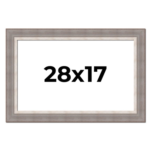 28x17 Frame Grey Real Wood Picture Frame Width 2.75 Inches | Interior Frame Depth 0.5 Inches |