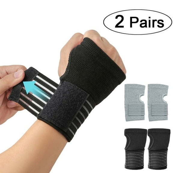 2 Pairs Adjustable Compression Wrist Brace for Pain Relief Carpal Tunnel Arthritis Tendonitis