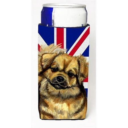

Tibetan Spaniel With English Union Jack British Flag Michelob Ultra bottle sleeves For Slim Cans - 12 Oz.