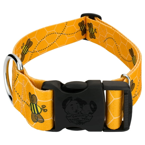 Country Brook Petz® HossFit Jr Wide Deluxe Dog Collar (Busy Bee, Medium)