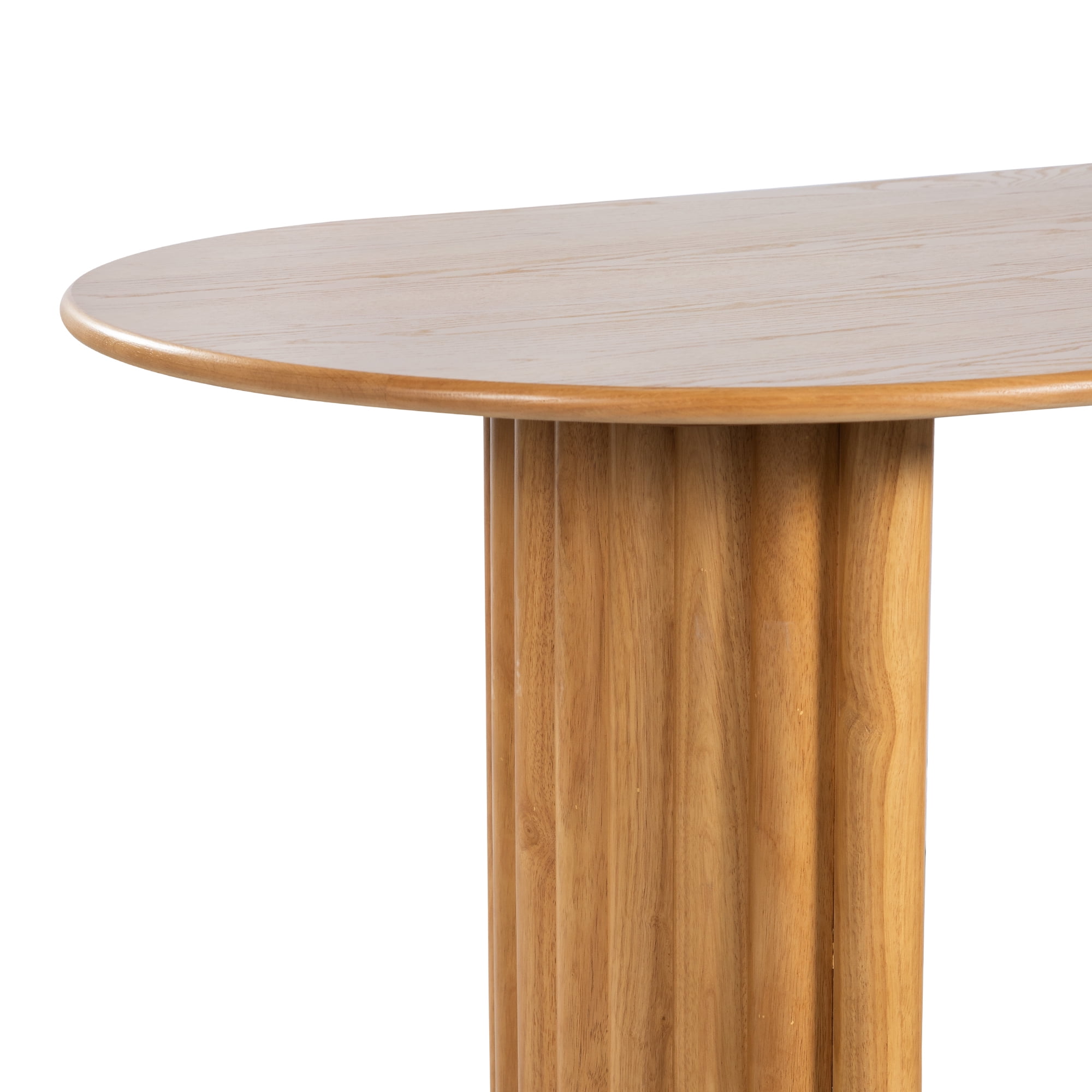 MAYEERTY 79"×33.5"×30" Natural Wood Oval Dining Table - Curved Legs, Elegant for Home Meals