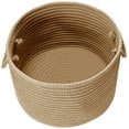 thumbnail image 3 of 18" Peanut Brown Handcrafted Round Braided Basket, 3 of 6