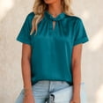 thumbnail image 2 of vigerkar Women's Dressy Business Casual Blouses Short Sleeve Tops Summer Outfits Pleated Work Shirts (Green, XL), 2 of 9