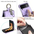 thumbnail image 3 of Case for Samsung Galaxy Z Flip 3 with Ring, Luxury Soft Rhomboid for Women Men PU Leather + Hard PC Shell Ultra Thin Slim Durable Shockproof Protective Cover for Galaxy Z Flip 3 5G Purple, 3 of 14