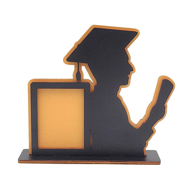 CSChome Graduation Photo Frame Male Graduates Outline 3D Desktop Graduation Picture Display Frame Wooden Graduation Photo Frame Grad Theme Party Decoration Gift Bachelor Hat Photo Frame