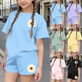 thumbnail image 2 of Qingpeng Kids Summer Casual Crewneck Short Sleeve Graphic Print Top Elastic Waist Shorts Matching Outfit Set for Kids, 2 of 6