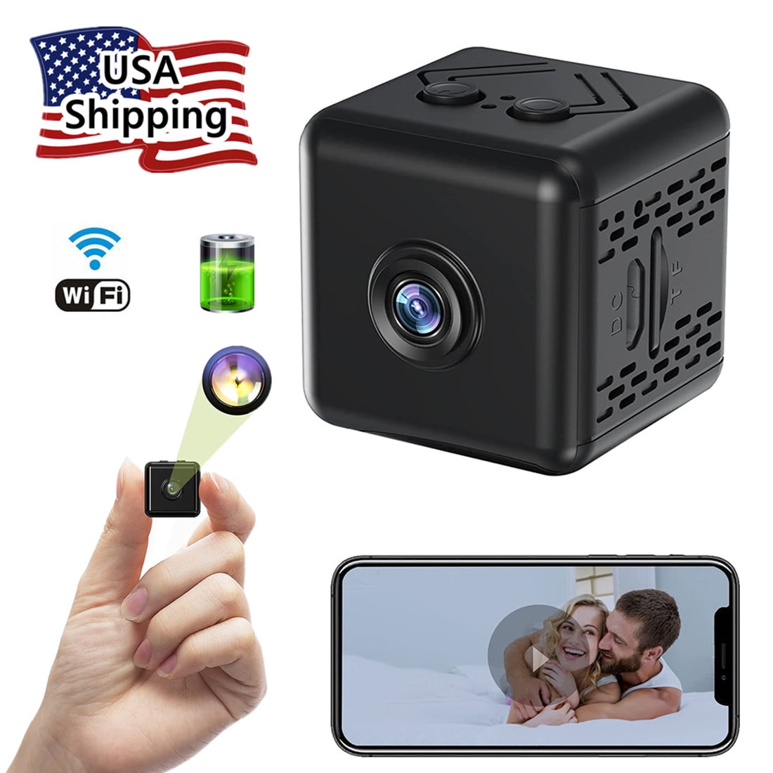 HD 1080P Wi-Fi Mini Camera  Full HD Indoor/Outdoor Home Small Nanny Cam Security Cameras with Motion Detection  & Night Vision