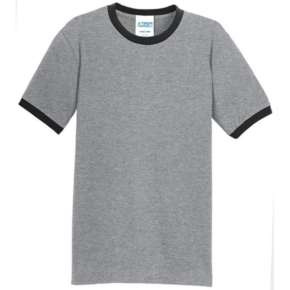 Mens Regular Guy Cotton/Poly Ringer Tee Shirt, Large Heather/Black