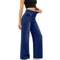 thumbnail image 2 of LWavelet Denim Pants Women Lightweight Wide Leg Jeans Summer Fall High Waisted Straight Leg Trousers with Pockets, 2 of 7