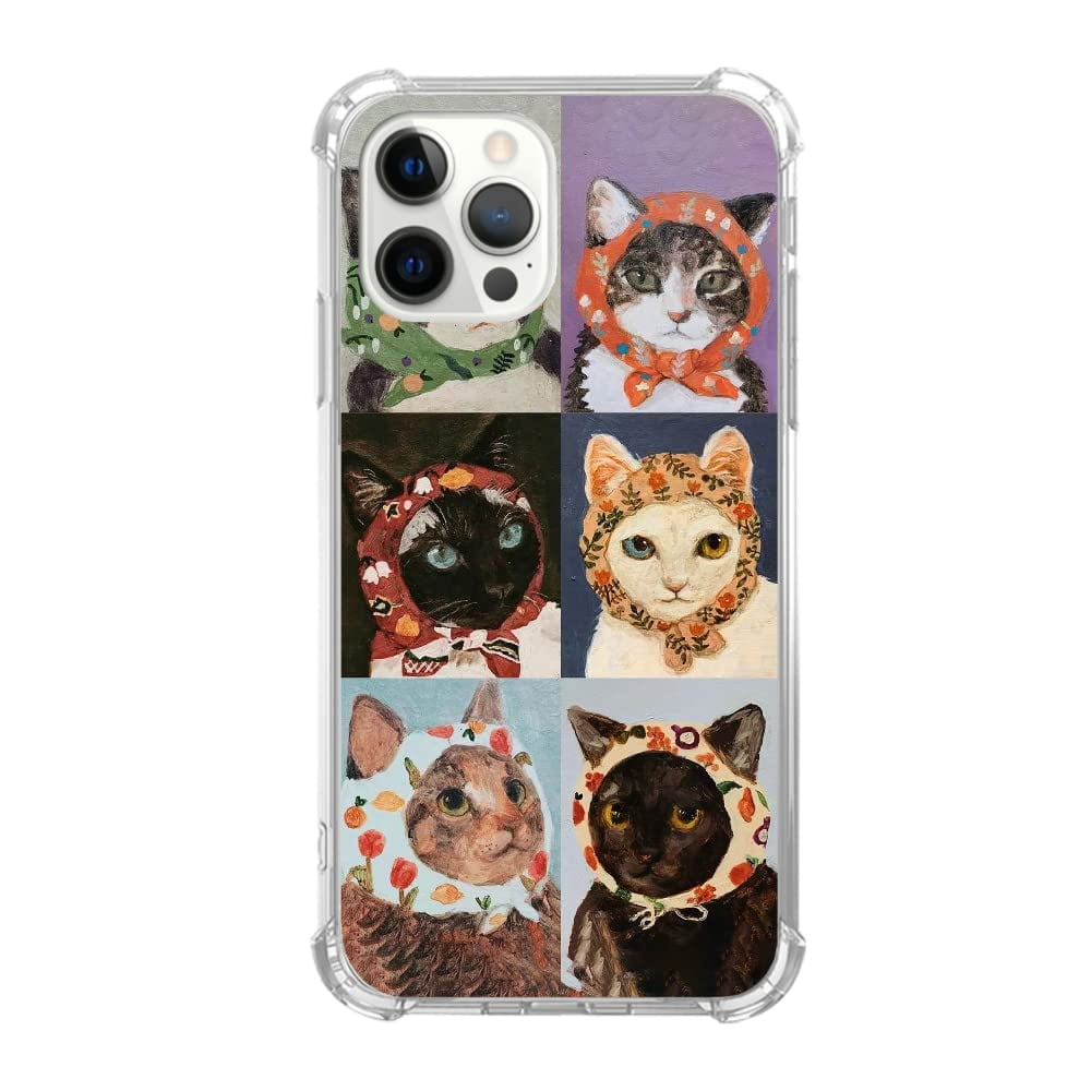 Cat Painting Case for iPhone 13 Pro Max,Aesthetic Art Design TPU Bumper