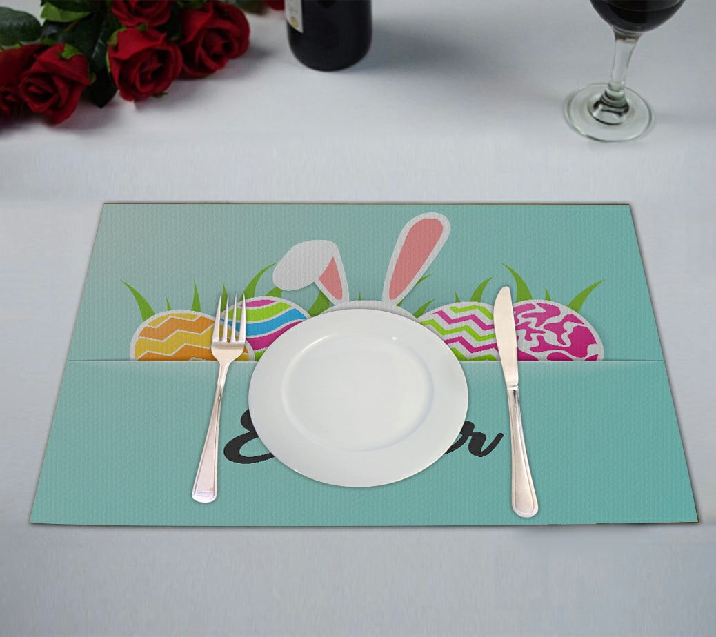 ABPHQTO Happy Easter Greeting Card Placemat 12x18 Inch,Set of 2 Table