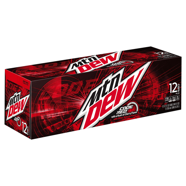 Mountain Dew Code Red Soda, 12 oz Can (Pack 24) - Walmart.com
