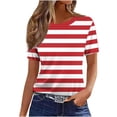 thumbnail image 2 of KIHOUT Summer Tops for Women, Women's Short Sleeve Tops Trendy Crewneck Striped T-Shirts Casual Summer Blouses(Red L), 2 of 4