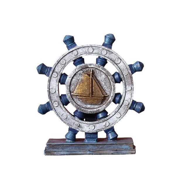 Figura decorativa de timón estilo mediterráneo para estantería, decoración del hogar, escritorio
