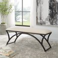 thumbnail image 2 of Uttermost 19.25" Coastal Metal Bench with Cushion in Black/Oatmeal, 2 of 7