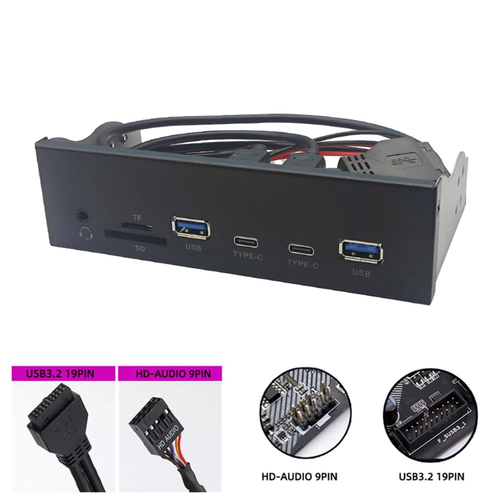 WINDLAND Industrial 5.25Inch USB3.2 Gen1 Front Panel HUB 5Gbps 19PIn to USB A Port Type C And Auditory Port and Card Reader