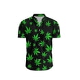thumbnail image 5 of Camisas de playa de verano para hombres, blusas casuales de moda de manga corta con solapa, camisa cómoda con estampado de hojas de hierba coloridas y botones, 5 of 5