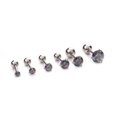 thumbnail image 3 of Joyas Pendientes sencillos de circonita de tres garras Pendientes de tornillo de acero inoxidable, 3 of 5