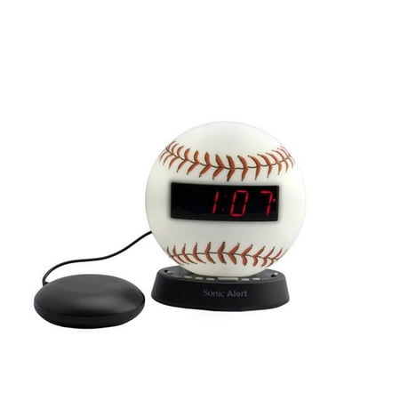 Sonic Alert SBW100BBSS The Sonic Glow Baseball Alarm Clock with Recorable Alarm & Sonic Bomb Bed