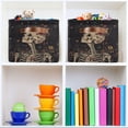 thumbnail image 6 of Yayeee 2 Pack Canvas Storage Basket with Handles for Shelves Fabric Bins Closet Organizer, Skeleton with Flowers Pattern, 6 of 8