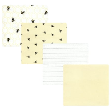 Luvable Friends Hudson Baby Flannel Receiving Blankets 4pk, Golden Bees