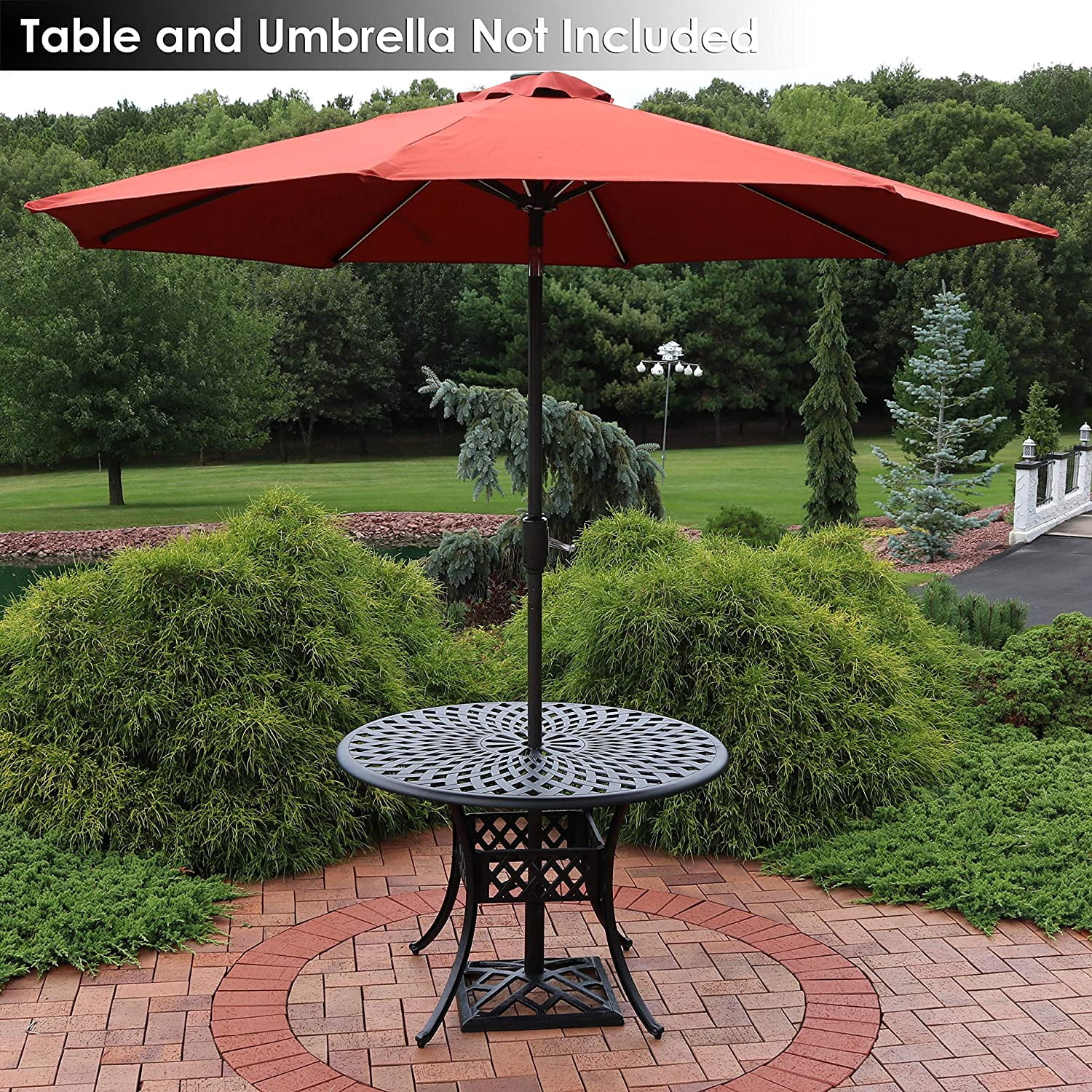 MONGJI 17lb Cast Iron Patio Umbrella Base - Heavy-Duty Square Metal Outdoor Market Umbrella Stand for Outside - 17-Inch - Black - Modern Geometric