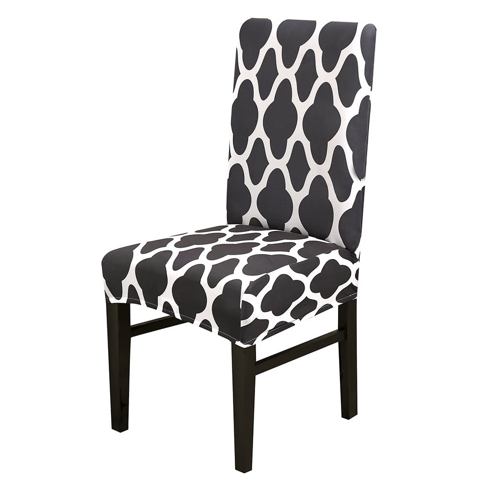 1/4/6Pcs Polyester Stretch Dining Room Chair Covers Washable Seat Slipcovers Elegant Printed