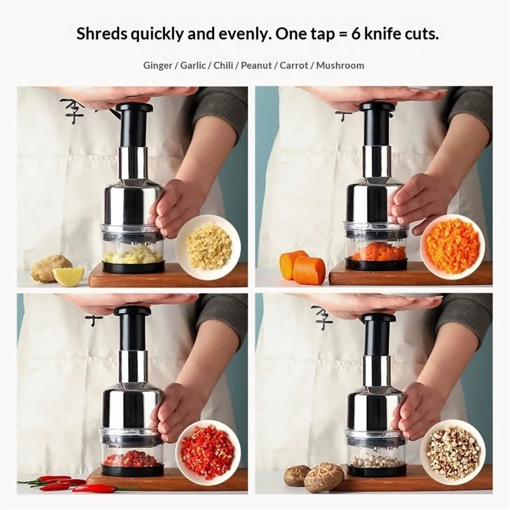 Manual Food Chopper, Stainless Steel Manual Onion Chopper Hand Chopper for Vegetables, Vegetable Cutter Onion Garlic Nut Choppers for Onion Garlic Vegetables Fruit Nut