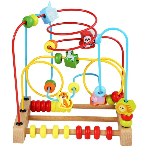 Wooden Bead Maze Toy Skill Improvement Toy Colorful Bead Roller Toy for Toddlers