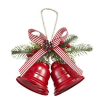 OEFNTAC Decorations Christmas Hanging Bell Decoration with Velvet Bow and Pine Cones 9.06x7.87in for Tree Scene Decor Xmas Lights Outdoor