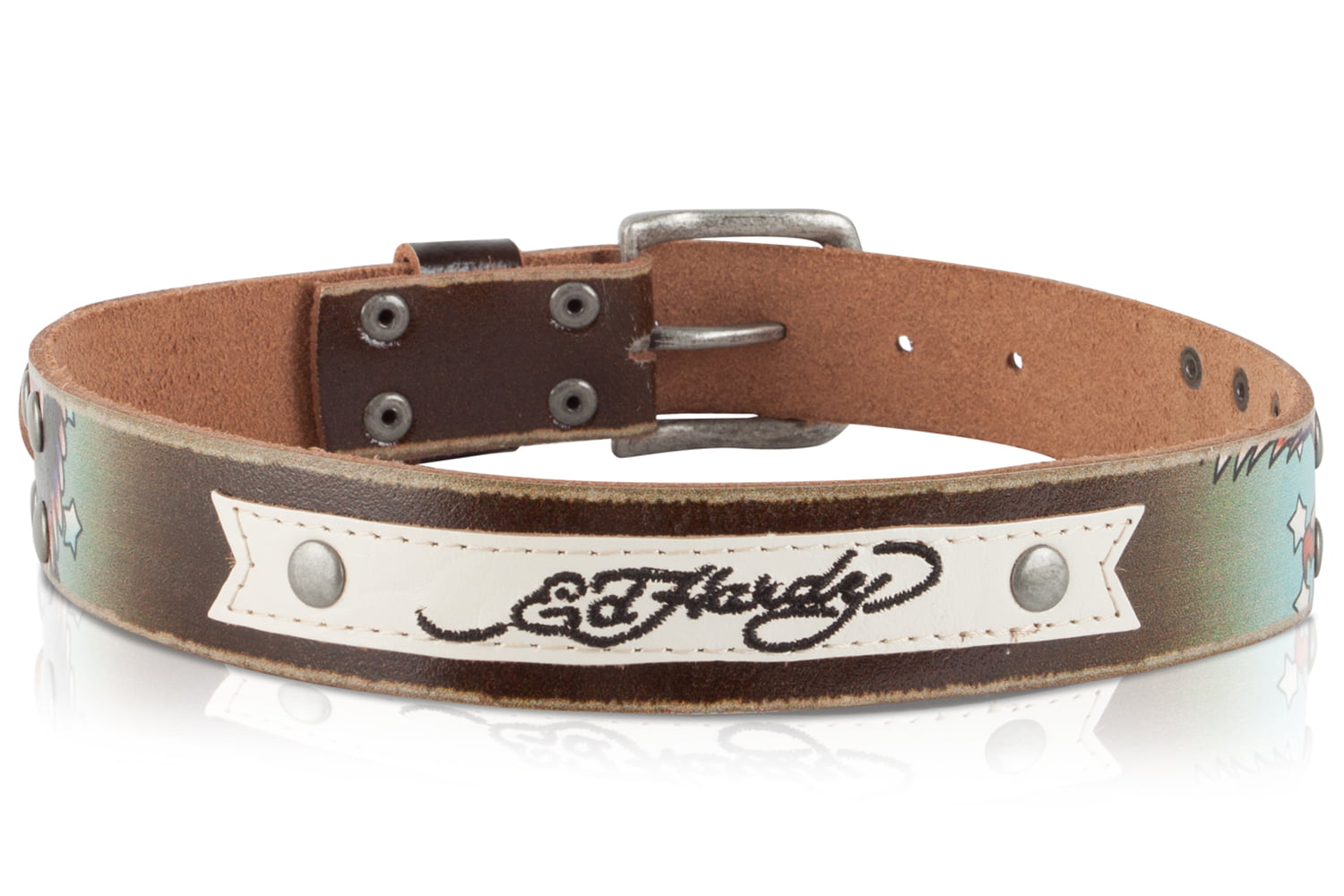 Ed Hardy EH1110K Open Mouth Tiger Boys-Leather Belt 