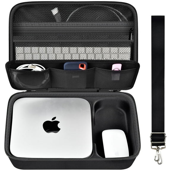 Case Compatible with Apple 2023 Mac Mini M2 & Previous Model Desktop Computer, Electronics Organizer Fits for Keyboard and Magic Mouse-Black (Box Only)