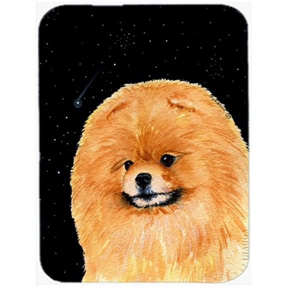 12 x 15 in. Starry Night Pomeranian Glass Cutting Board, Large