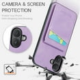 thumbnail image 4 of Case Compatible with iPhone 17 with PU Leather Back + TPU Frame, Card Slot with RFID Blocking Kickstand Classic Slim Fit Phone Cover Designed for iPhone 17 - Purple, 4 of 8