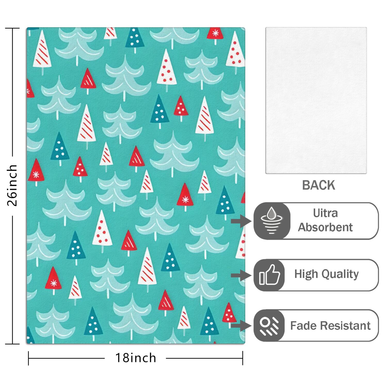 2 Pcs Funny Kitchen Towels,Turquoise Christmas Tree Pattern Microfiber Dish Towels,Kitchen Tea Towels,Kitchen Towel Set (18" X 26")