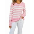 thumbnail image 2 of Women'S Striped Sweaters Casual Crew Neck Long Sleeve Pullover Oversized Cable Knit Loose Jumper Tops, 2 of 9