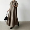 thumbnail image 2 of Yuyuzo Robe Chemise Longue à Boutons pour Femme Été Décontractée Sans Manches en Coton et Lin Robe à Revers Col en V Robe Maxi Évasée, 2 of 6